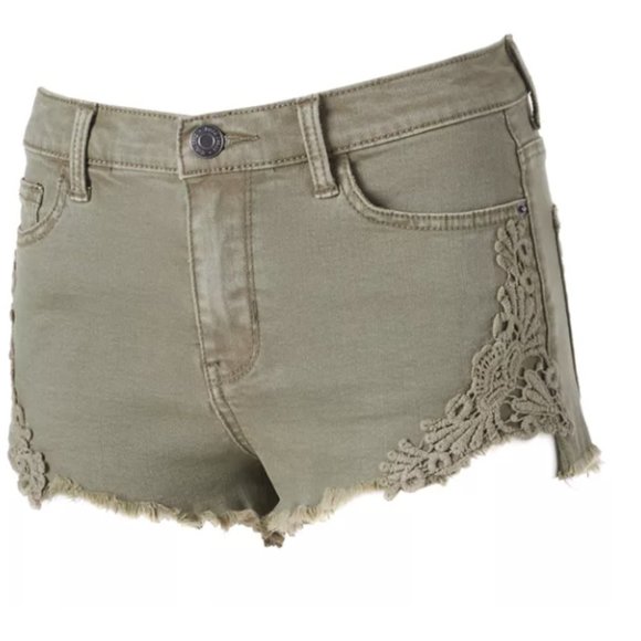 Mudd Pants - High Waist Crochet Jean Shortie Shorts